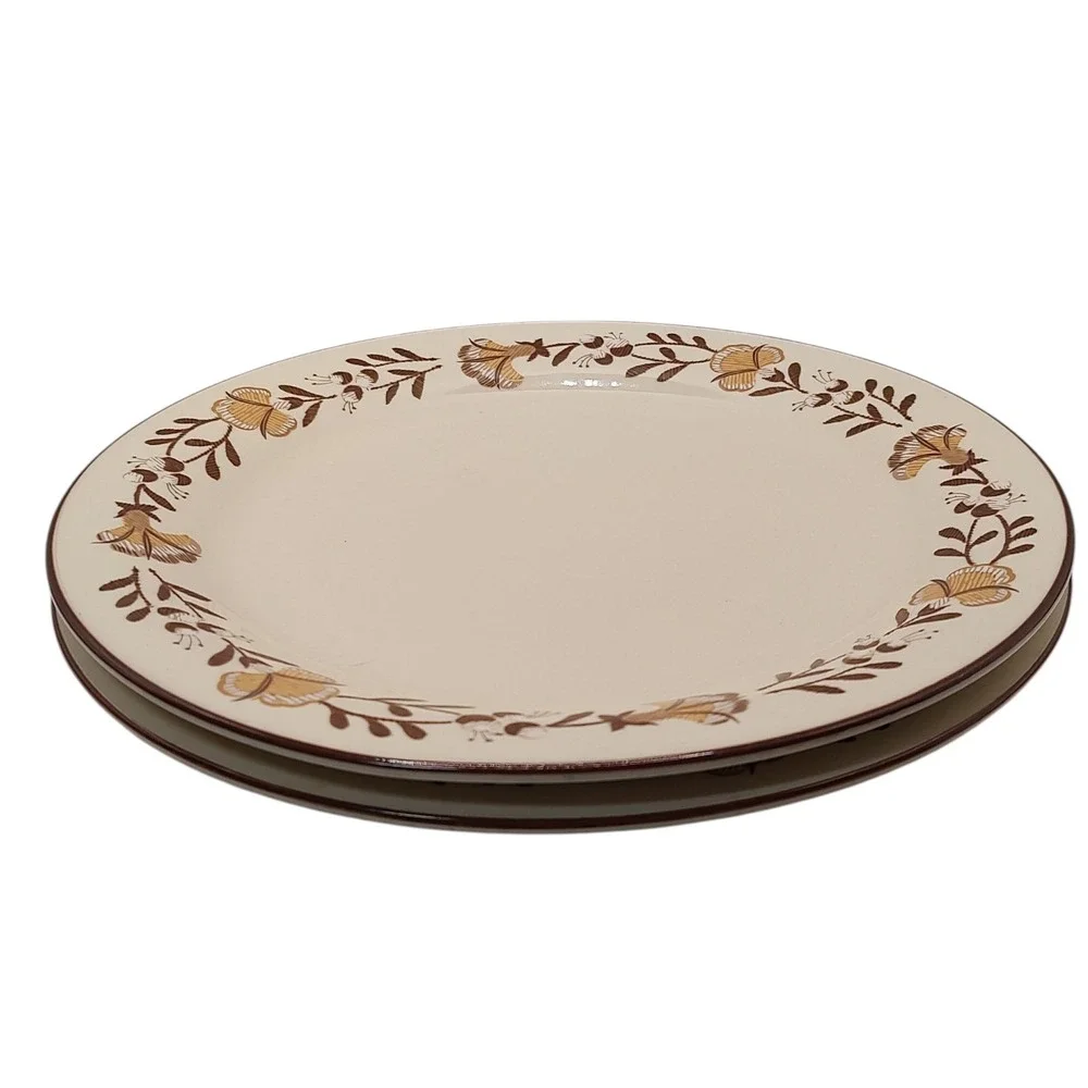 International China Dinner Plate 1776 Liberty Brown Stoneware 70s Set of Two SEE
